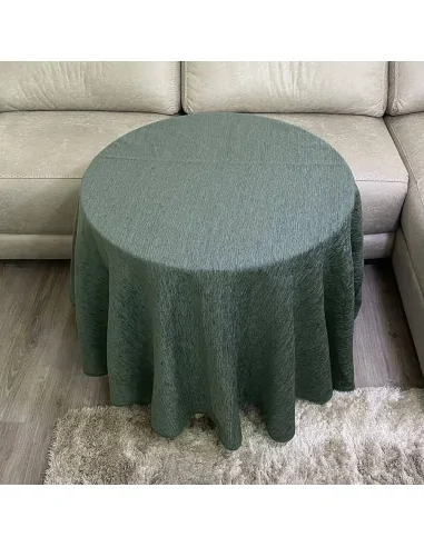 Mesa de Camilla con ropa Chenilla Costura Reforzada color Verde