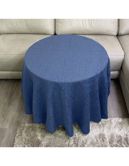 Conjunto de Mesa Redonda + Ropa Chenilla Costura Reforzada color Azul