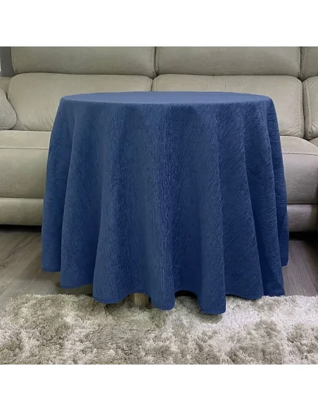 Conjunto de Mesa Redonda + Ropa Chenilla Costura Reforzada color Azul