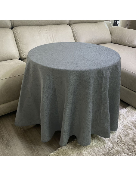 Conjunto Mesa Redonda + Ropa Chenilla Costura Reforzada color Grafito
