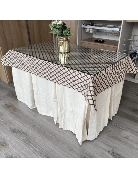 Conjunto elegante 10 pliegues Marfil con tapete Líbano Choco