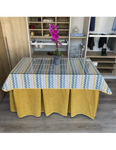 Conjunto Multimedida Mesa + Ropa Antimanchas Extragruesa Gran Capacidad Calórica color Mostaza