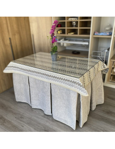 Conjunto Mesa + Ropa Antimanchas Extragruesa Gran Capacidad Calórica color Gris Claro