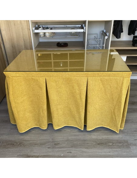 Conjunto Multimedida Mesa + Ropa Antimanchas Extragruesa Gran Capacidad Calórica color Mostaza con Tapete