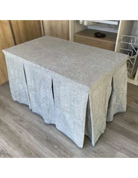 Conjunto Multimedida Mesa + Ropa Antimanchas Extragruesa Gran Capacidad Calórica color Gris con Tapete