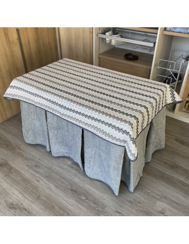 Conjunto Multimedida Mesa + Ropa Antimanchas Extragruesa Gran Capacidad Calórica color Gris con Tapete