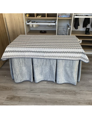 Conjunto Multimedida Mesa + Ropa Antimanchas Extragruesa Gran Capacidad Calórica color Gris con Tapete