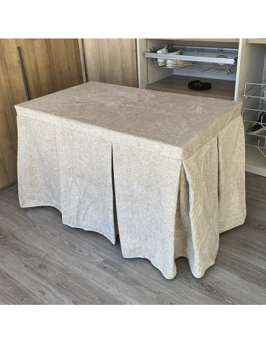Conjunto Multimedida Mesa + Ropa Antimanchas Extragruesa Gran Capacidad Calórica color Beige con Tapete