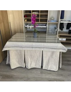 Conjunto Multimedida Mesa + Ropa Antimanchas Extragruesa Gran Capacidad Calórica color Beige con Tapete 2
