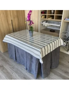 Conjunto Multimedida Mesa + Ropa Antimanchas Extragruesa Gran Capacidad Calórica color Grafito con Tapete