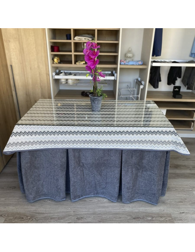 Conjunto Multimedida Mesa + Ropa Antimanchas Extragruesa Gran Capacidad Calórica color Grafito con Tapete