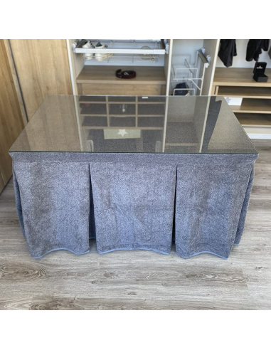 Conjunto Multimedida Mesa + Ropa Antimanchas Extragruesa Gran Capacidad Calórica color Grafito con Tapete