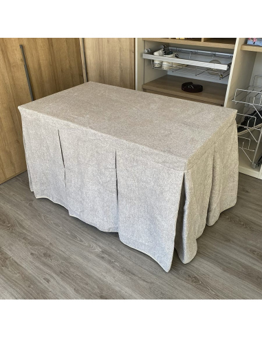 Conjunto Multimedida Mesa + Ropa Antimanchas Extragruesa Gran Capacidad Calórica color Gris Claro con Tapete