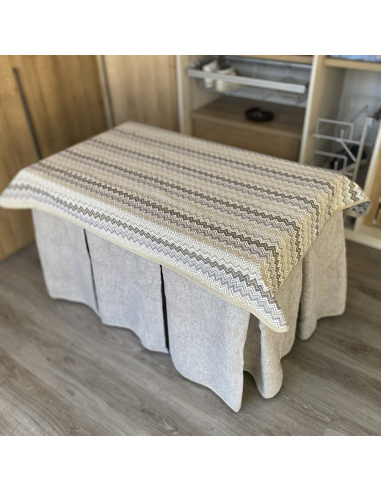 Conjunto Multimedida Mesa + Ropa Antimanchas Extragruesa Gran Capacidad Calórica color Gris Claro con Tapete