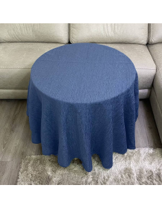 Ropa Mesa Redonda Chenilla Costura Reforzada color Azul 2