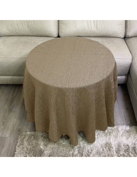 Ropa Mesa Redonda Chenilla Costura Reforzada color Beige