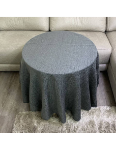 Ropa Mesa Redonda Chenilla Costura Reforzada color Gris