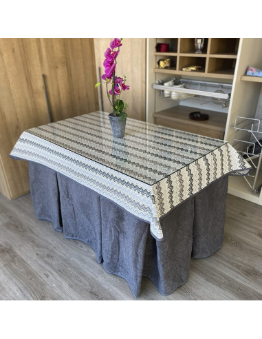 Falda de Mesa Camilla Antimanchas Extragruesa Gran Capacidad Calórica color Grafito con Tapete Multimedida