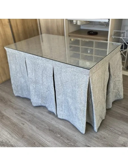 Falda de Mesa Camilla Antimanchas Extragruesa Gran Capacidad Calórica color Gris con Tapete Multimedida