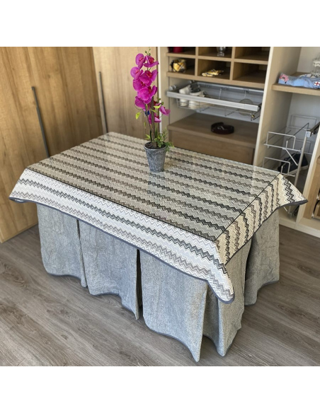 Falda de Mesa Camilla Antimanchas Extragruesa Gran Capacidad Calórica color Gris con Tapete Multimedida