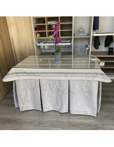 Falda de Mesa Camilla Antimanchas Extragruesa Gran Capacidad Calórica color Gris Claro con Tapete Multimedida 2