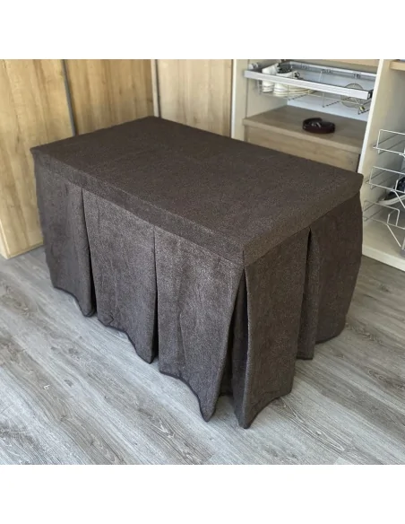 Falda de Mesa Camilla Antimanchas Extragruesa Gran Capacidad Calórica color Chocolate con Tapete Multimedida
