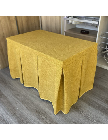 Falda de Mesa de Camilla Antimanchas Extragruesa Gran Capacidad Calórica color Mostaza con Tapete Multimedida