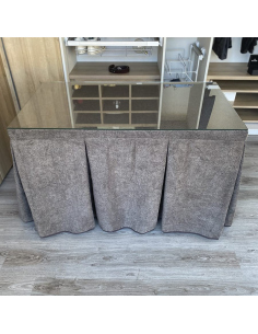 Falda para Mesa Camilla Antimanchas Extragruesa Gran Capacidad Calórica color Café con Leche Multimedida 2