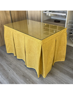 Falda de Mesa Antimanchas Extragruesa Gran Capacidad Calórica color Mostaza Multimedida