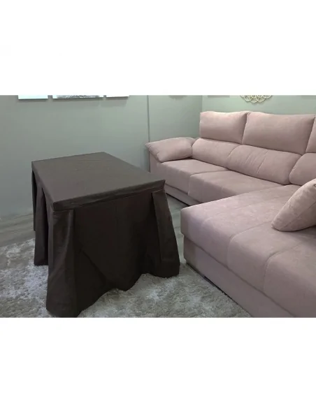 Conjunto Mesa + Ropa de Mesa Camilla Moderna Antimanchas color Chocolate
