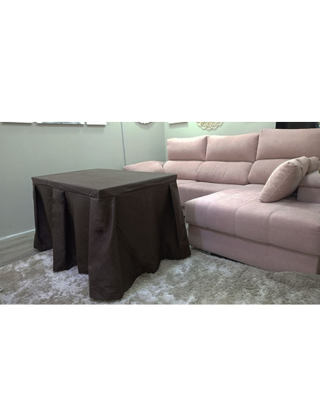 Conjunto Mesa + Ropa de Mesa Camilla Moderna Antimanchas color Chocolate