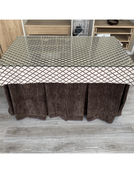 Conjunto doble grueso Chocolate con tapete Líbano Choco