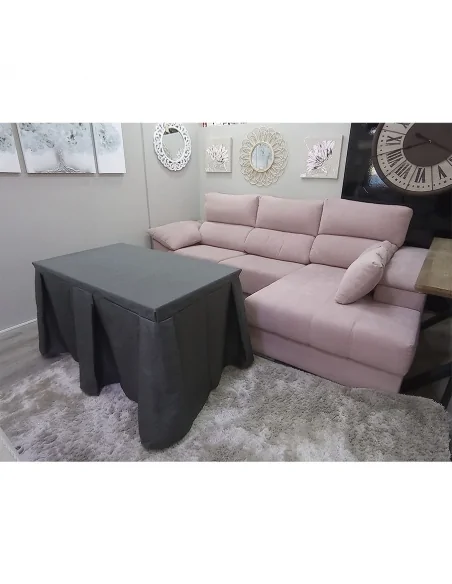 Conjunto Mesa + Ropa de Mesa Camilla Moderna Antimanchas color Grafito