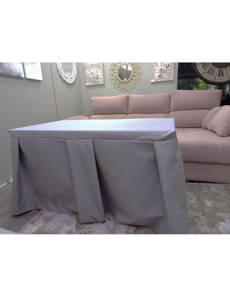 Conjunto Mesa + Ropa de Mesa Camilla Moderna Antimanchas color Gris