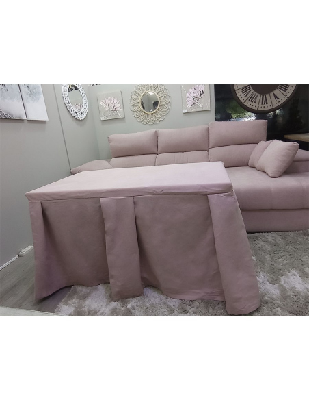 Conjunto Mesa + Ropa de Mesa Camilla Moderna Antimanchas color Rosa