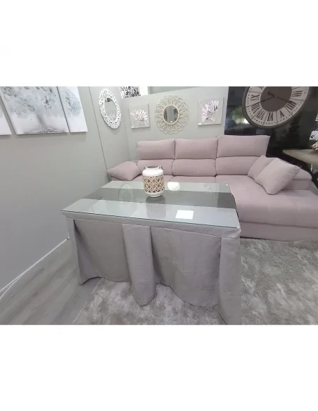 Conjunto Mesa + Ropa de Mesa Camilla Moderna Antimanchas color Visón con Camino