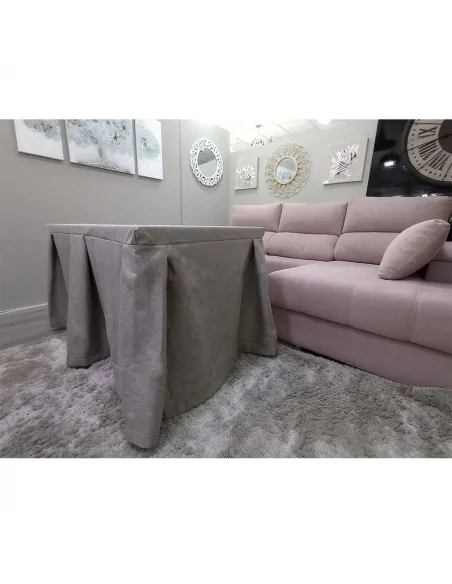 Conjunto Mesa + Ropa de Mesa Camilla Moderna Antimanchas color Visón
