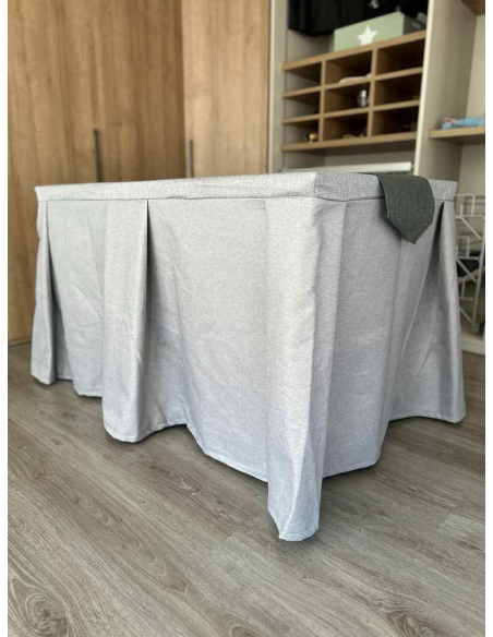 Pack Mesa + Ropa de Mesa Camilla Moderna Antimanchas color Gris Plata con Camino Marengo