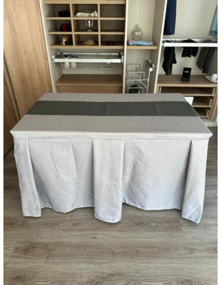 Pack Mesa + Ropa de Mesa Camilla Moderna Antimanchas color Gris Plata con Camino Marengo