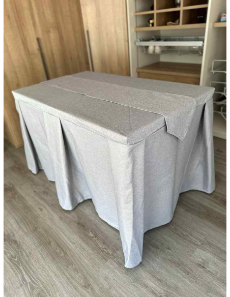 Pack Mesa + Ropa de Mesa Camilla Moderna Antimanchas color Gris Plata con Camino Gris Plata