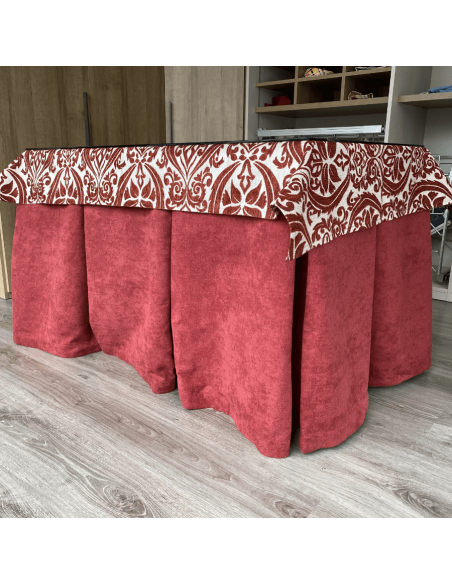 Conjunto antimanchas aterciopelado triple grueso Granate con tapete Amaranto Granate