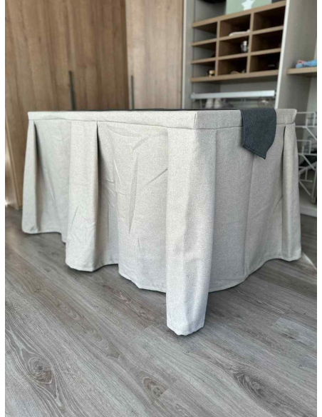 Pack Mesa + Ropa de Mesa Camilla Moderna Antimanchas color Beige con Camino Marengo