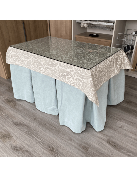 Conjunto antimanchas aterciopelado triple grueso Verde con tapete Amaranto Gris