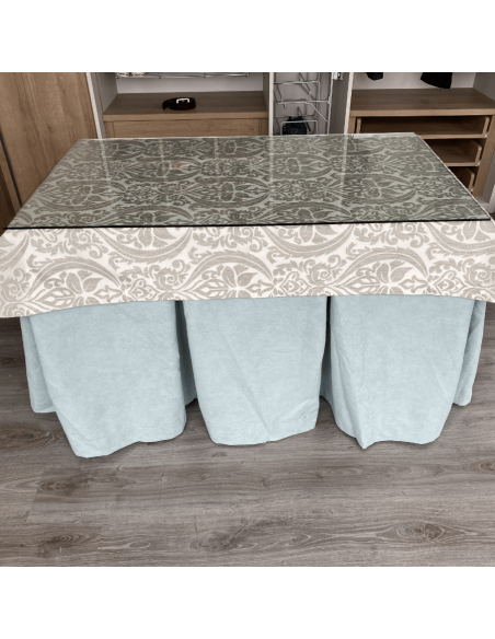 Conjunto antimanchas aterciopelado triple grueso Verde con tapete Amaranto Gris