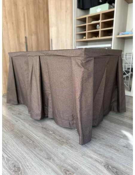 Pack Mesa + Ropa de Mesa Camilla Moderna Antimanchas color Chocolate