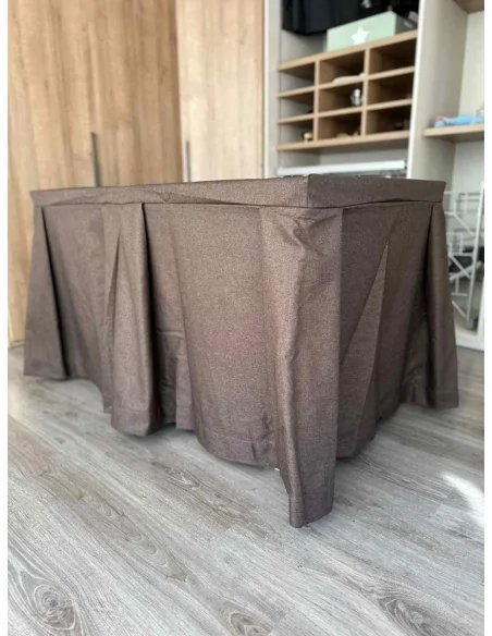 Pack Mesa + Ropa de Mesa Camilla Moderna Antimanchas color Chocolate