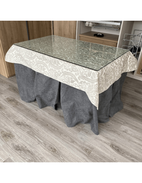 Conjunto antimanchas aterciopelado triple grueso Gris con tapete Amaranto Gris