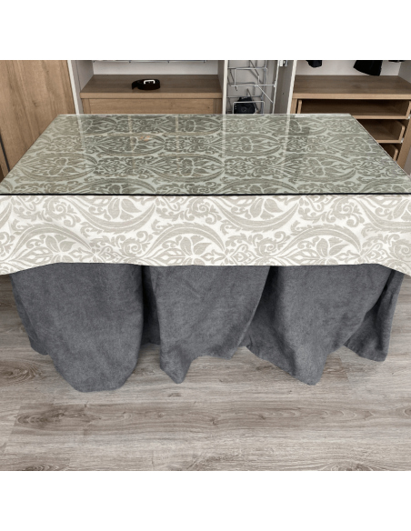 Conjunto antimanchas aterciopelado triple grueso Gris con tapete Amaranto Gris