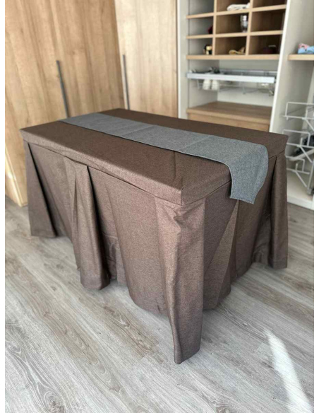 Pack Mesa + Ropa de Mesa Camilla Moderna Antimanchas color Chocolate con Camino Marengo