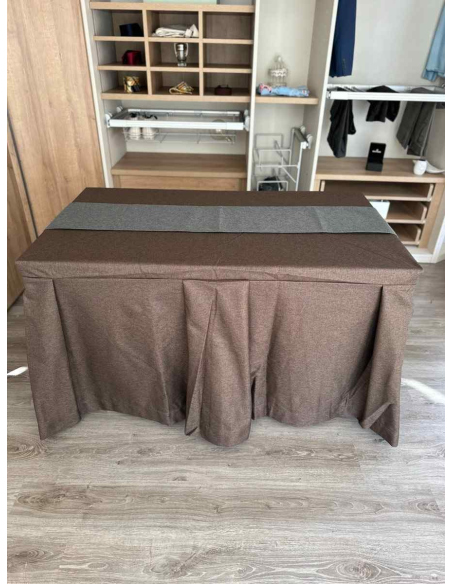 Pack Mesa + Ropa de Mesa Camilla Moderna Antimanchas color Chocolate con Camino Marengo